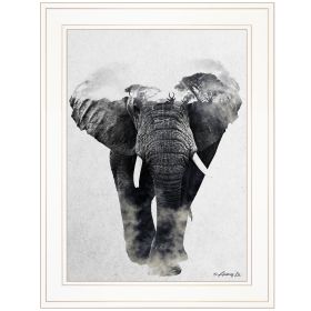 "Elephant Walk" by Andreas Lie, Ready to Hang Framed Print, White Frame