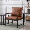 Modern Faux Leather Accent Chair With Black Powder Coated Metal Frame, Single