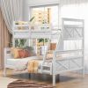 Twin over Full Bunk Bed with ladder, Safety Guardrail, Perfect for Bedroom, White(Old SKU: SM000118AAK-1)