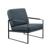 Contemporary Square Metal Frame Accent Chair – Indigo Blue / Black