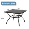 MEOOEM 37 inch Patio Dining Table with 1.57 inch Umbrella Hole, Wooden-Like Top Metal Steel Square Table for Garden, Backyard, Bistro