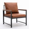 Modern Faux Leather Accent Chair With Black Powder Coated Metal Frame, Single