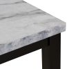 Faux Marble 5-Piece Dining Set Table with 4 Thicken Cushion Dining Chairs Home Furniture, White/Beige+Black