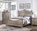 Formal Traditional Antique Silver 1pc California King Size Bed Unique Design Headboard Footboard Bedframe