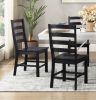 Contemporary Black Finish Side Chairs Set of 2 Dining Wooden Kitchen Dining Furniture Casual Style