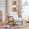 Oak Armrest Oak Upholstered Teddy Velvet Single Lounge Chair Indoor Lounge Chair Off-White