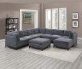 Modular Living Room Furniture Corner Wedge Ash Chenille Fabric 1pc Cushion Wedge Sofa Couch.