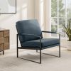 Contemporary Square Metal Frame Accent Chair – Indigo Blue / Black