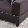 Dark Brown Flannel And PVC 3-Piece Couch Living Room Sofa Set B