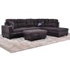 Dark Brown Flannel And PVC 3-Piece Couch Living Room Sofa Set B