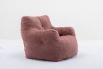 010-Soft Teddy Fabric Tufted Foam Bean Bag Chair With Teddy Fabric Bean Paste Red