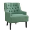 Modern Traditional Accent Chair Button Tufted Teal Textured Fabric Upholstery Solid Wood 1pc Living Room Furniture