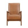 1pc Accent Chair Brown Faux Leather Walnut Finish Solid Rubberwood Modern Living Room Furniture