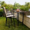 MEOOEM Outdoor Bar Table 45'' Patio Table Pub Height Dining Table with Waterproof Top for Hot Tub