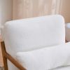 Oak Armrest Oak Upholstered Teddy Velvet Single Lounge Chair Indoor Lounge Chair Off-White