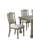 Classic Light Grey Plush Upholstered Cushion Chairs Set of 2pc Dining Chair Open Slats Back Design