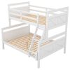 Twin over Full Bunk Bed with ladder, Safety Guardrail, Perfect for Bedroom, White(Old SKU: SM000118AAK-1)