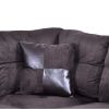 Dark Brown Flannel And PVC 3-Piece Couch Living Room Sofa Set B