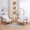 Oak Armrest Oak Upholstered Teddy Velvet Single Lounge Chair Indoor Lounge Chair Off-White