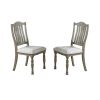 Classic Light Grey Plush Upholstered Cushion Chairs Set of 2pc Dining Chair Open Slats Back Design