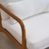 Oak Armrest Oak Upholstered Teddy Velvet Single Lounge Chair Indoor Lounge Chair Off-White